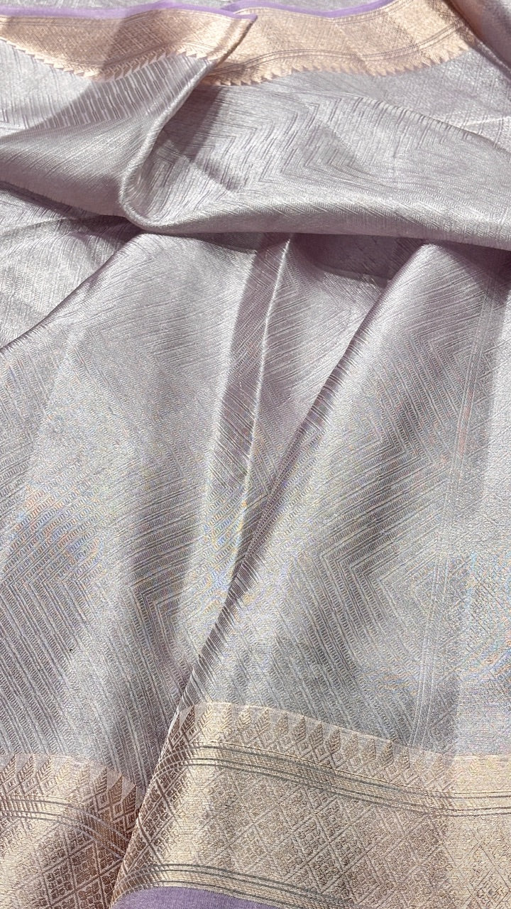 Molten Silver Pure Zari Tissue Saree