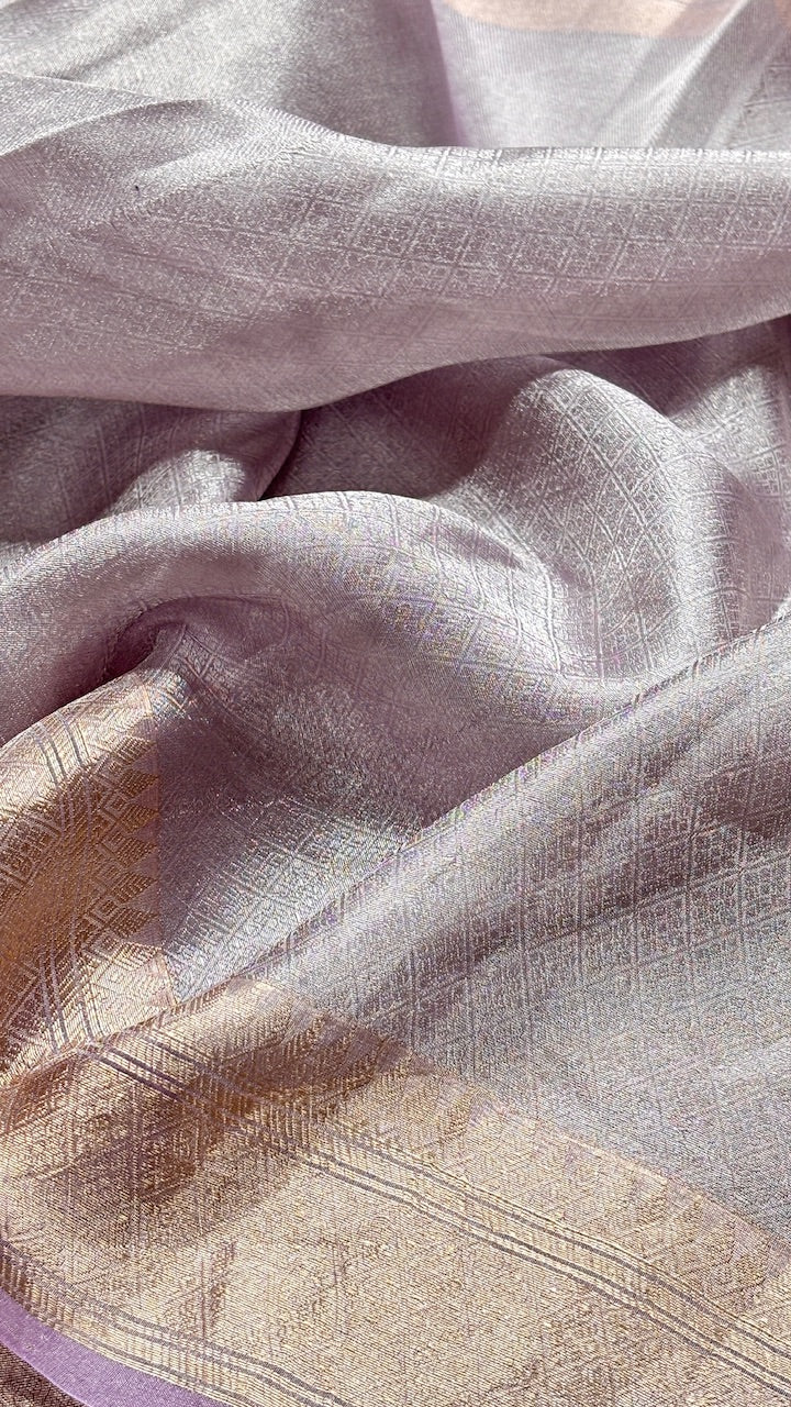Molten Silver Pure Zari Tissue Saree