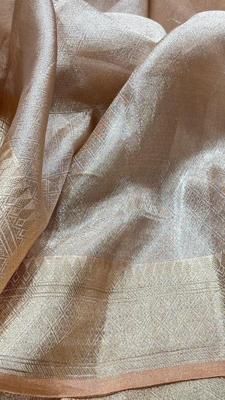 Molten Silver Pure Zari Tissue Saree