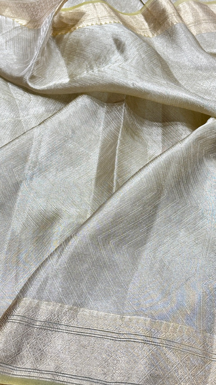 Molten Silver Pure Zari Tissue Saree