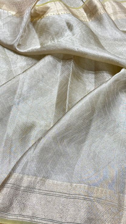 Molten Silver Pure Zari Tissue Saree