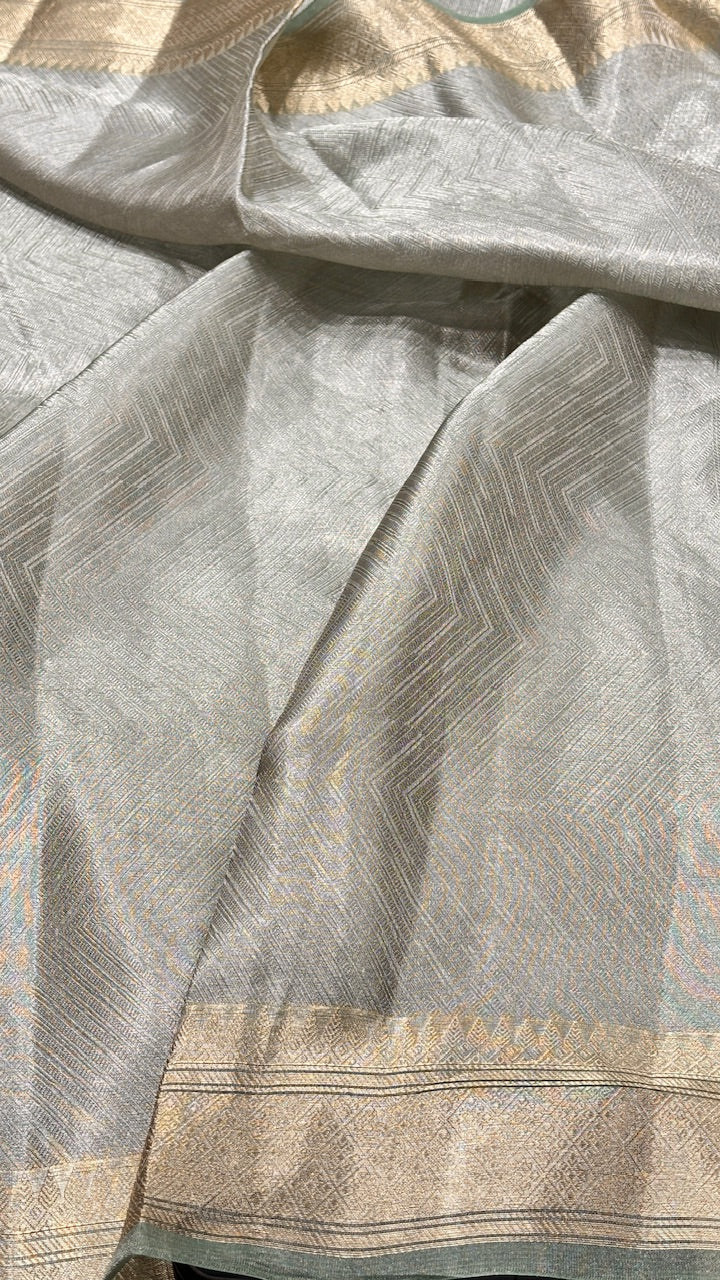 Molten Silver Pure Zari Tissue Saree