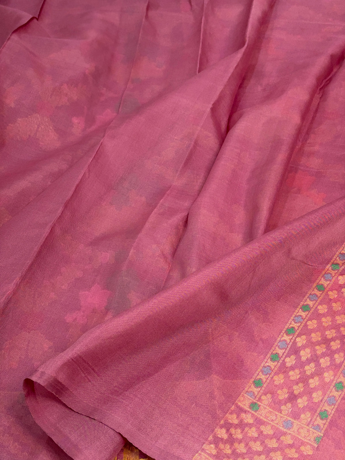 Dusty Lavender Pure Banarasi Kora Jamdani Saree
