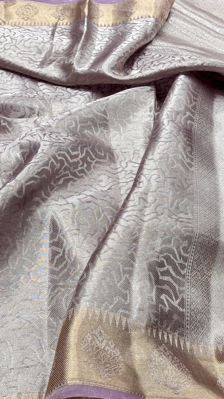 Molten Silver Pure Zari Tissue Saree