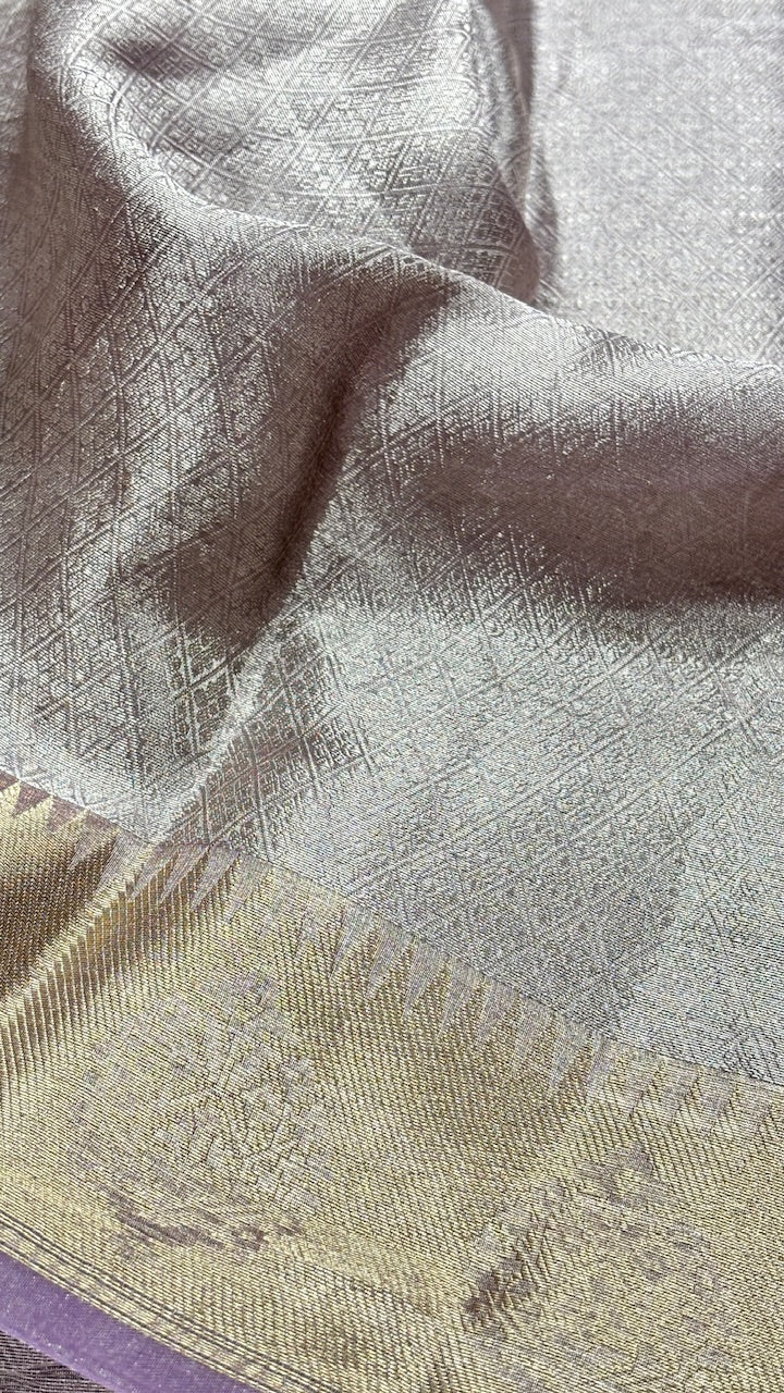 Molten Silver Pure Zari Tissue Saree