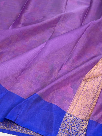 Lavender Pure Banarasi Kora Jamdani Saree