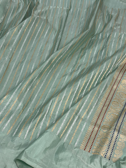 Sea Green Handwoven Pure Banarasi Rangkat Saree