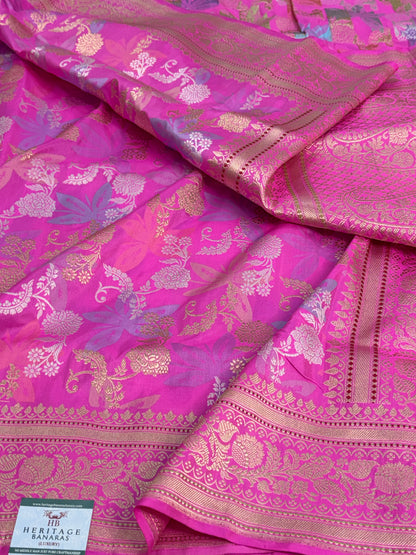 Pink Handwoven Pure Banarasi Katan Silk Saree