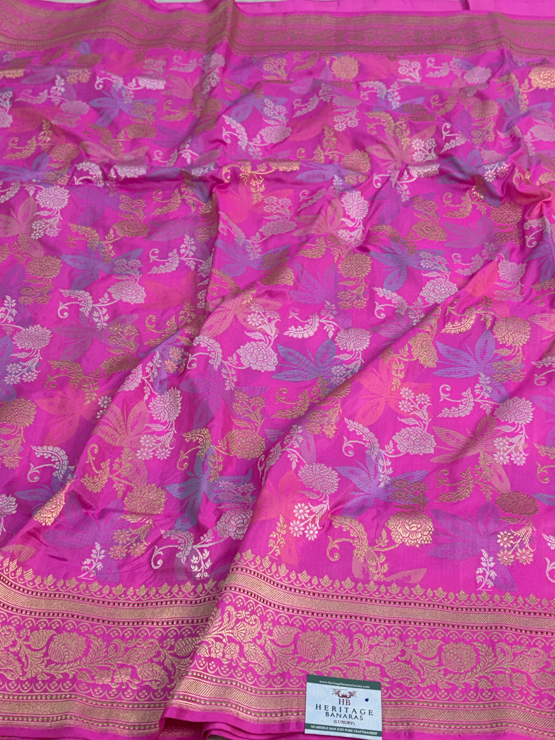 Pink Handwoven Pure Banarasi Katan Silk Saree