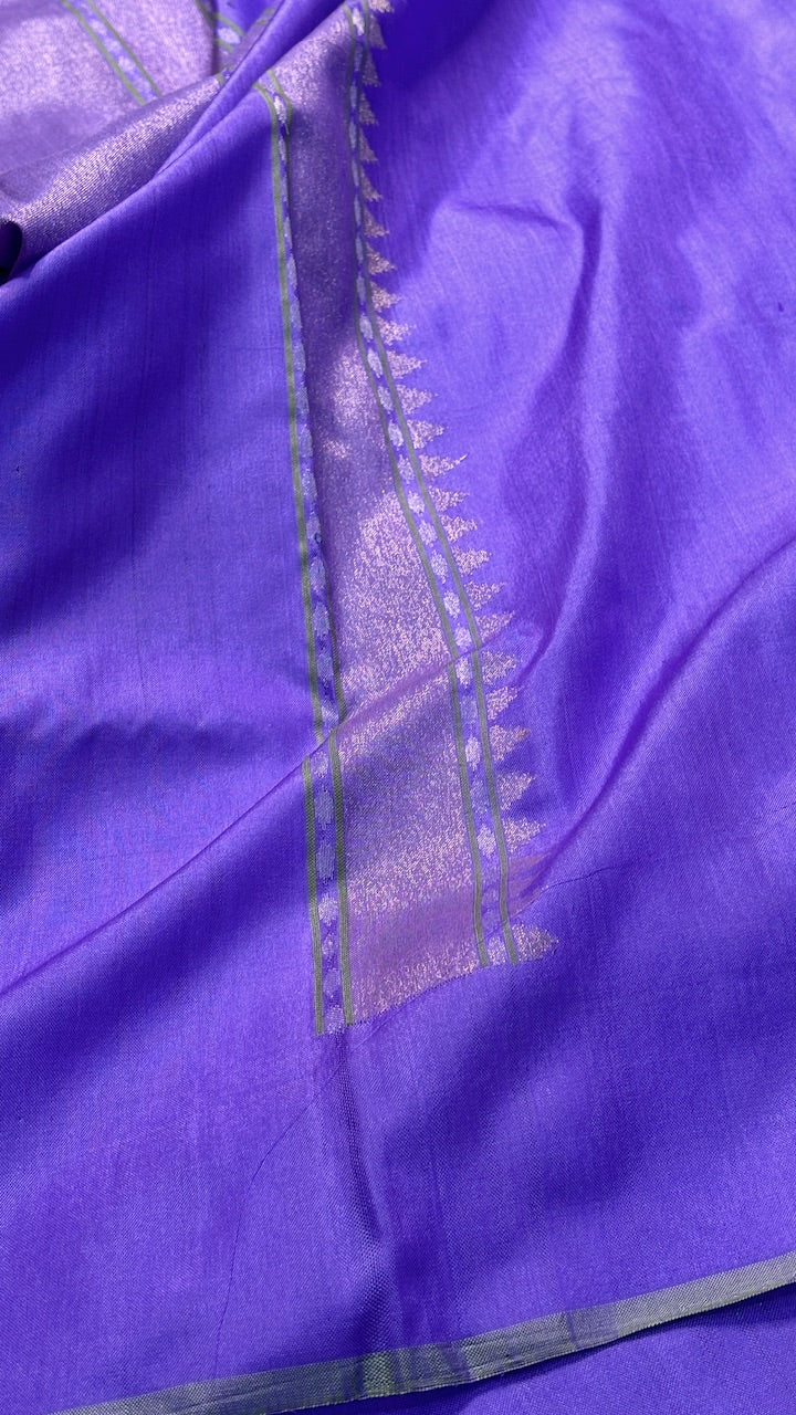 Rich Royal Purple Banarasi Ektara Handwoven Saree with Real Zari