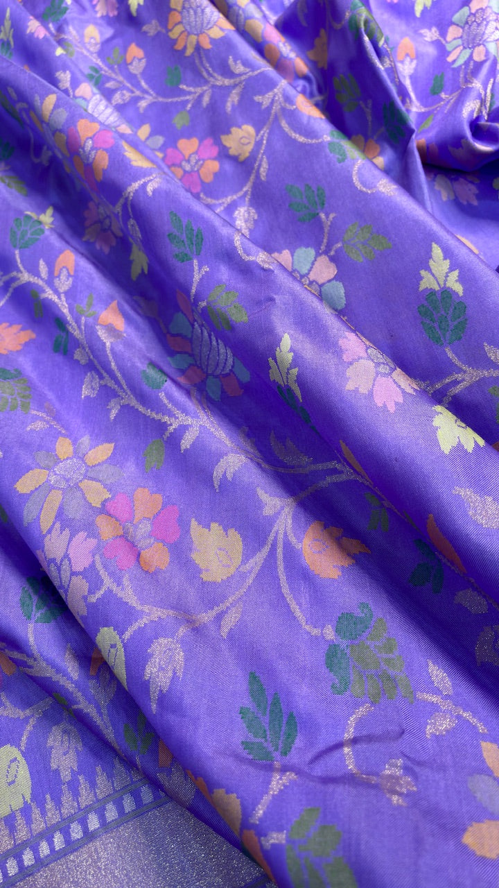 Rich Royal Purple Banarasi Ektara Handwoven Saree with Real Zari