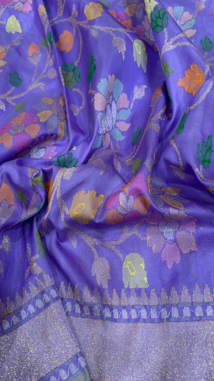 Rich Royal Purple Banarasi Ektara Handwoven Saree with Real Zari