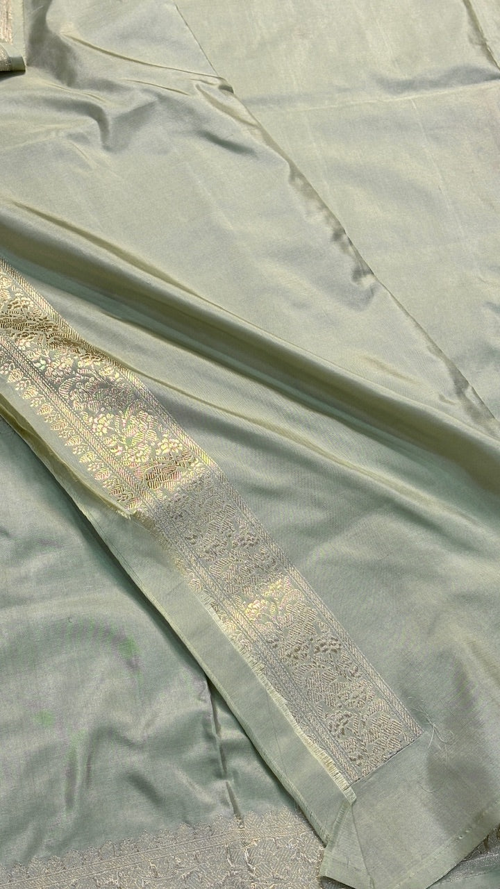 Sage Green Banarasi Katan Silk Handwoven Saree