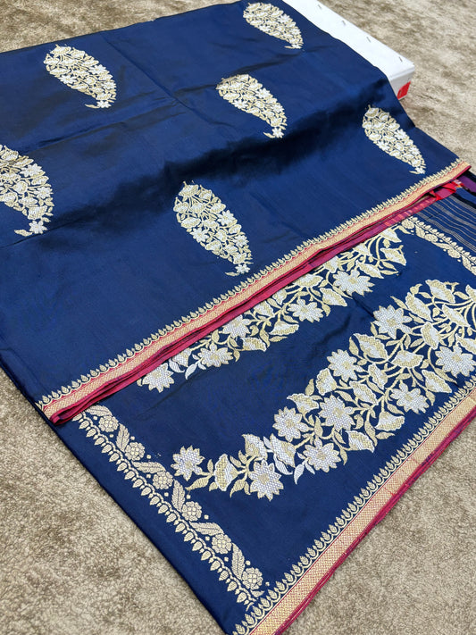 Pure Katan Silk Saree Buta Design In Rupa Sona Work