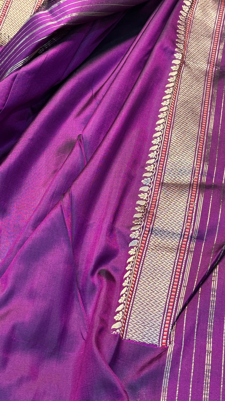 Purple Banarasi Katan Silk Handwoven Saree