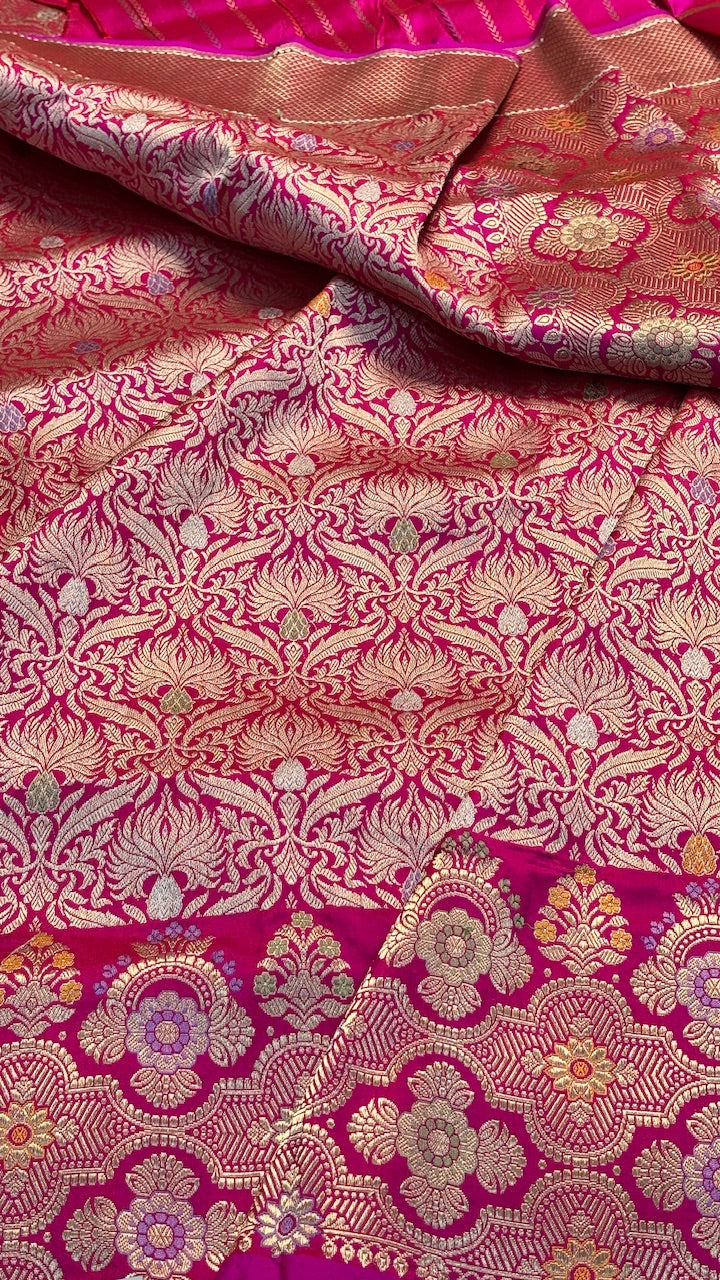 Rani Pink Banarasi Katan Silk Handwoven Saree