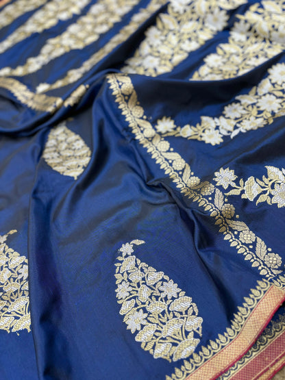 Pure Katan Silk Saree Buta Design In Rupa Sona Work