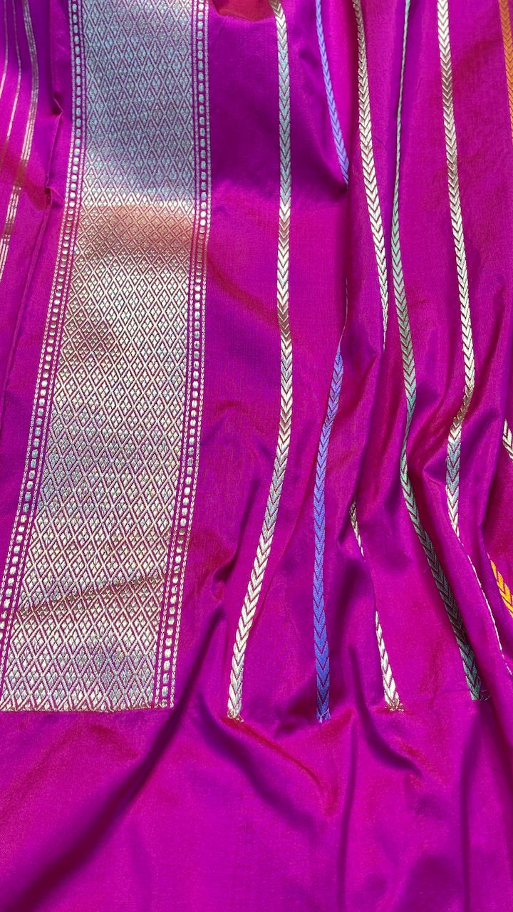 Rani Pink Banarasi Katan Silk Handwoven Saree
