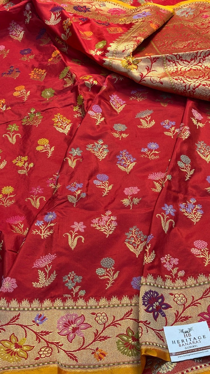 Red Banarasi Katan Silk Handwoven Saree