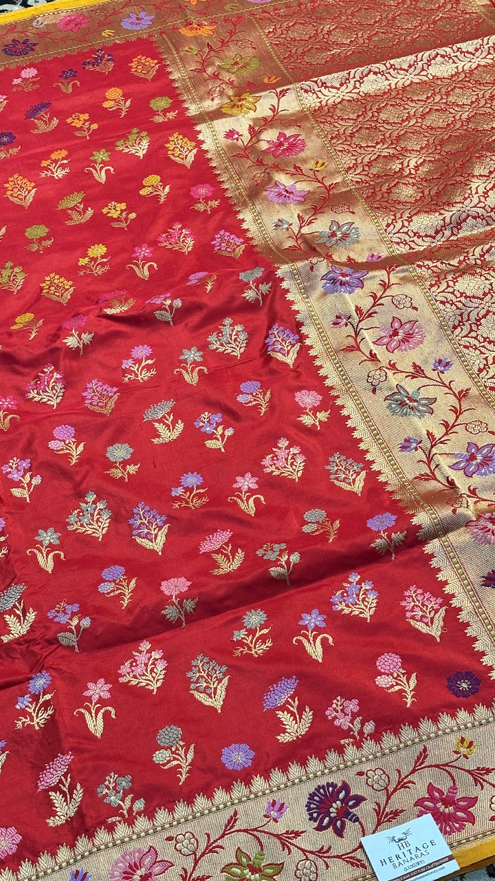 Red Banarasi Katan Silk Handwoven Saree