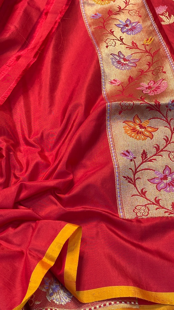 Red Banarasi Katan Silk Handwoven Saree
