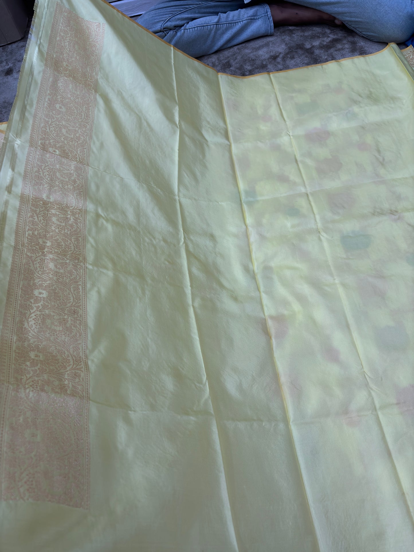 Lemon Pure Katan Silk Saree with Tilfi Minakari Jaal