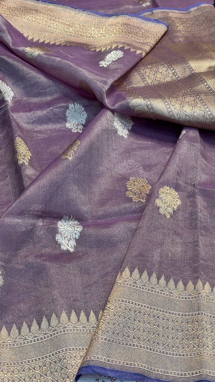 Mauve Tissue Banarasi Silk Handwoven Saree ???