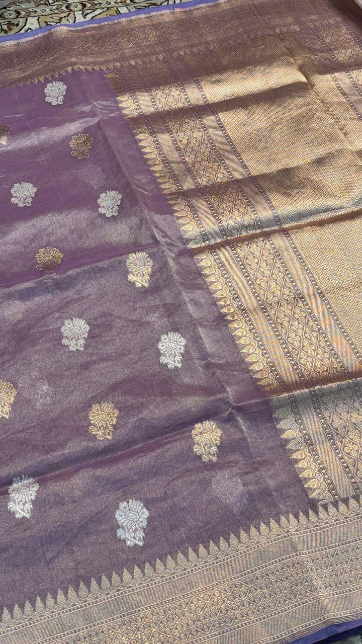 Mauve Tissue Banarasi Silk Handwoven Saree ???