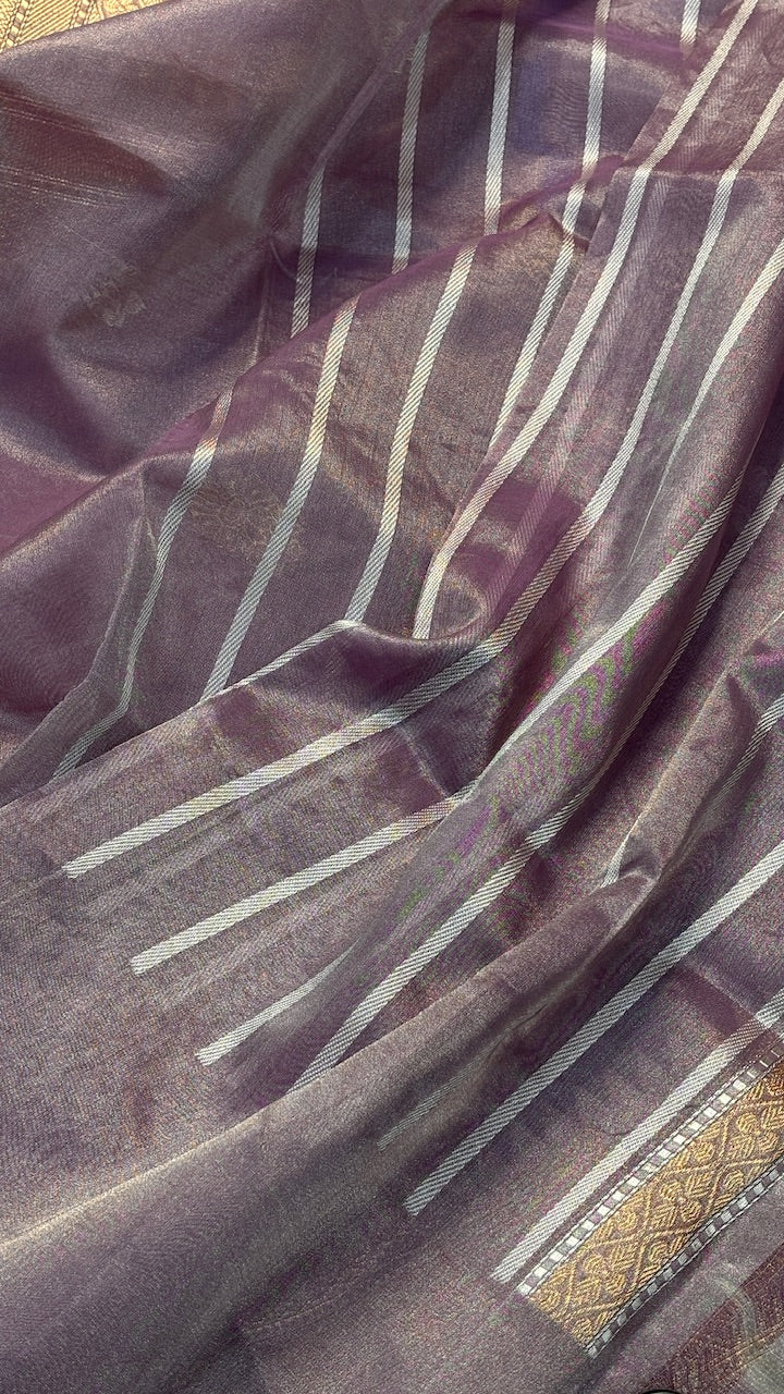 Mauve Tissue Banarasi Silk Handwoven Saree ???
