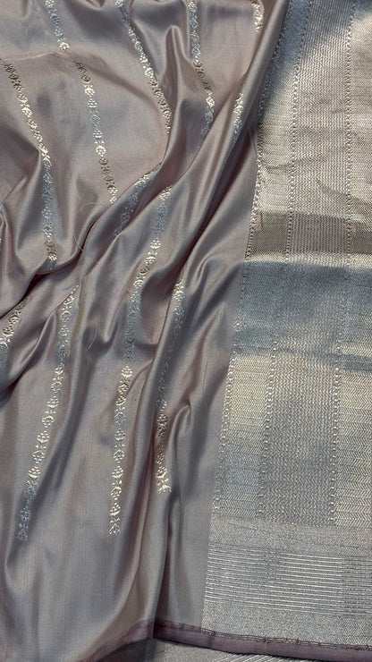 Dusty Mauve Pure Banarasi Katan Silk Handwoven Saree