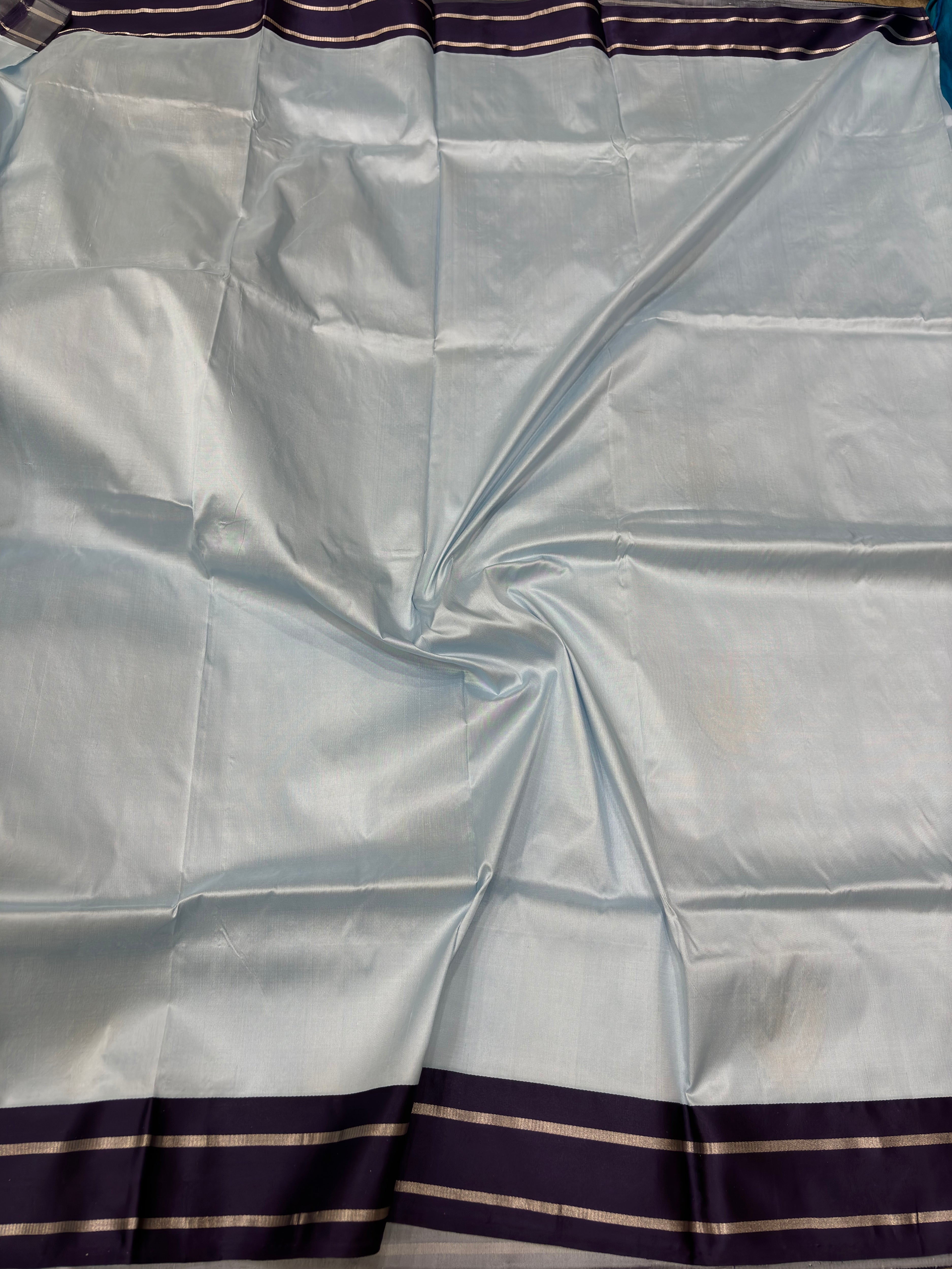 Pure Katan Silk Designer Satin Border Saree in Handloom Kadwa Weave