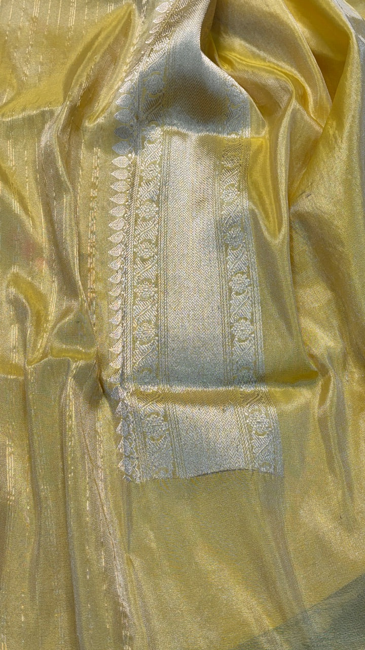 Musterd Yellow Tissue Banarasi Silk Handwoven Saree
