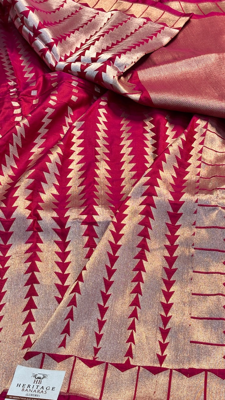 Red Pure Banarasi Katan Silk Handwoven Saree