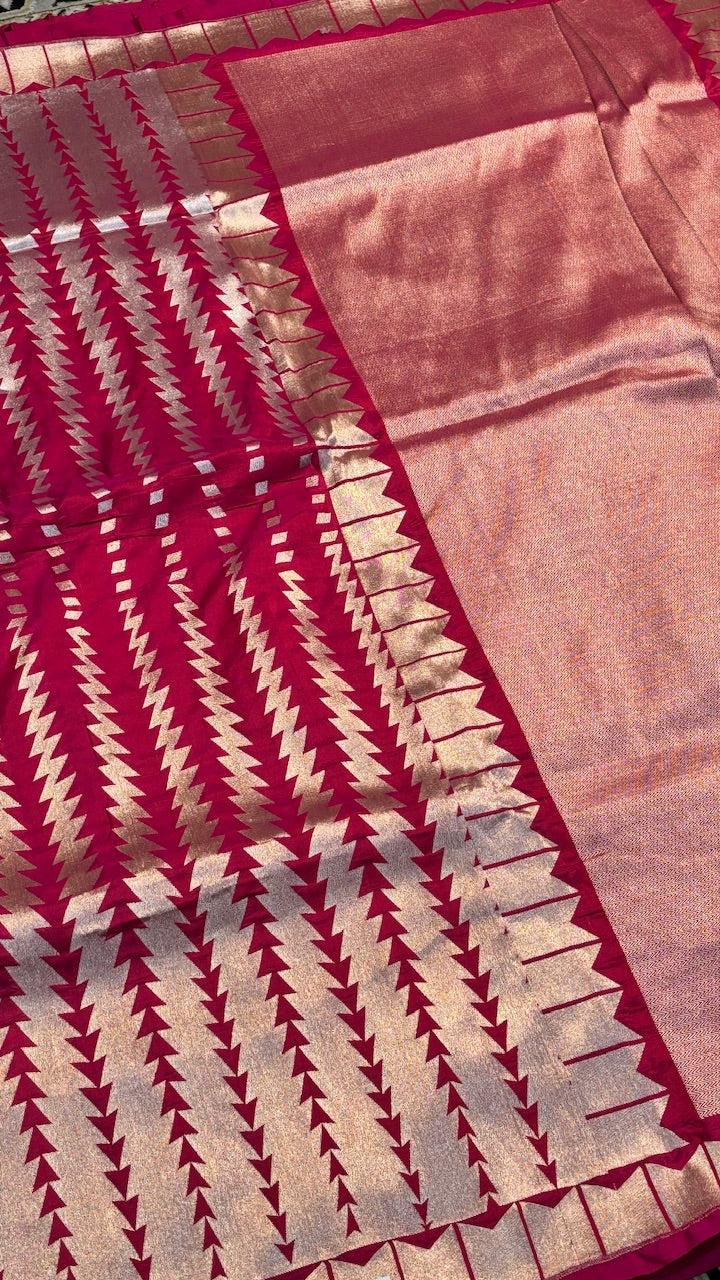 Red Pure Banarasi Katan Silk Handwoven Saree