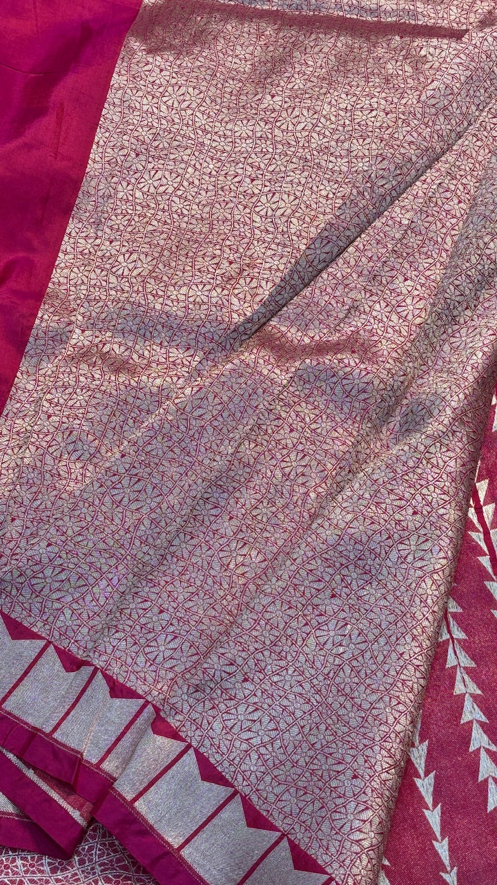Red Pure Banarasi Katan Silk Handwoven Saree