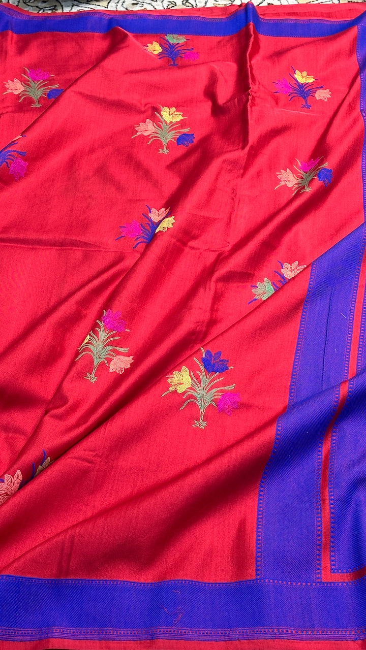 Red Pure Banarasi Ektara  Silk Handwoven Saree