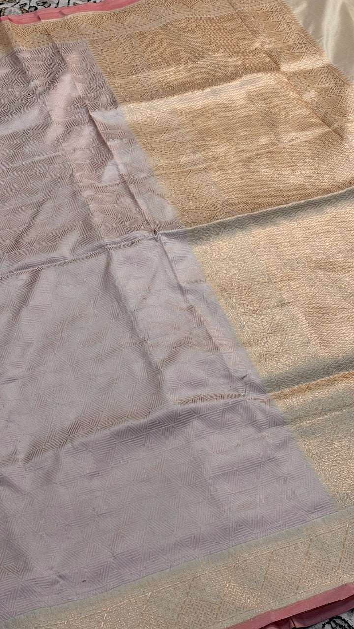 Blush Pink Pure Tanchoi Banarasi Katan Silk Handwoven Saree