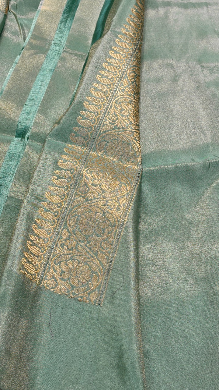 Sea Green Tissue Banarasi Silk Handwoven Saree