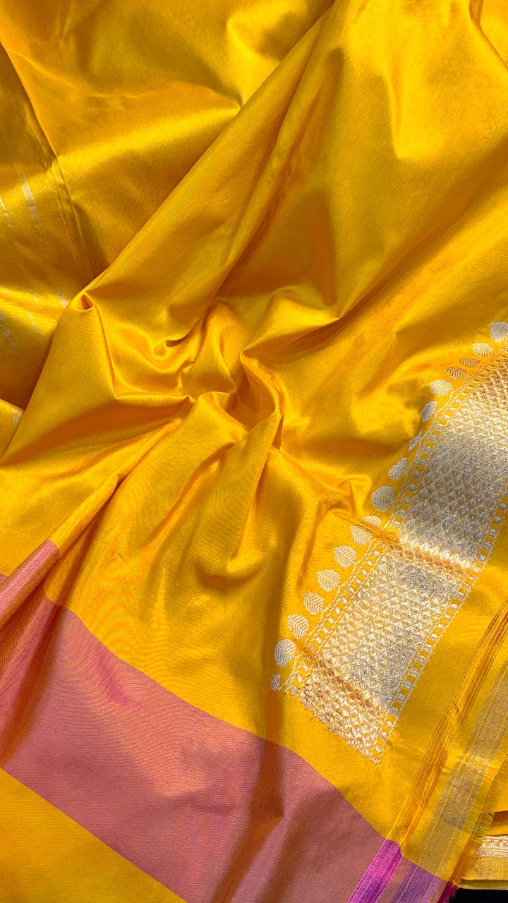 Champagne Gold Tissue Banarasi Silk Handwoven Saree