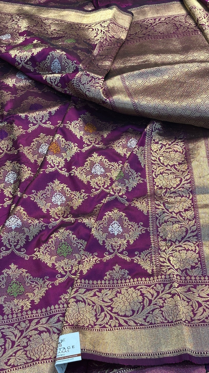 Magenta Pure Banarasi Katan Silk Handwoven Saree