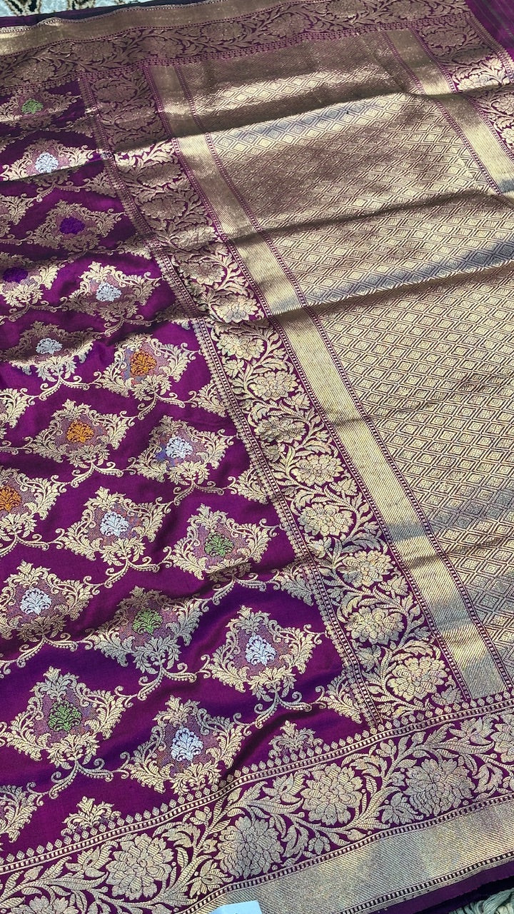 Magenta Pure Banarasi Katan Silk Handwoven Saree