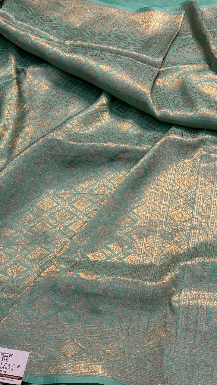 Sea Green Banarasi Katan Brocade Silk Saree
