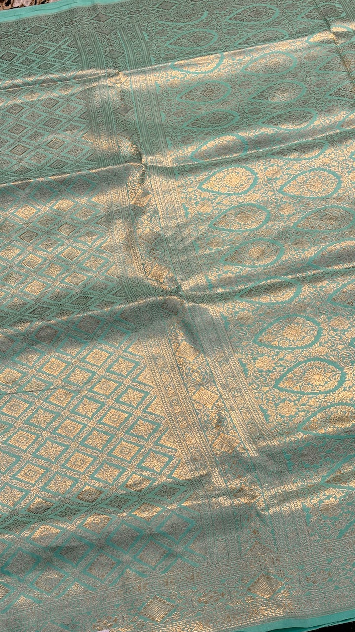 Sea Green Banarasi Katan Brocade Silk Saree
