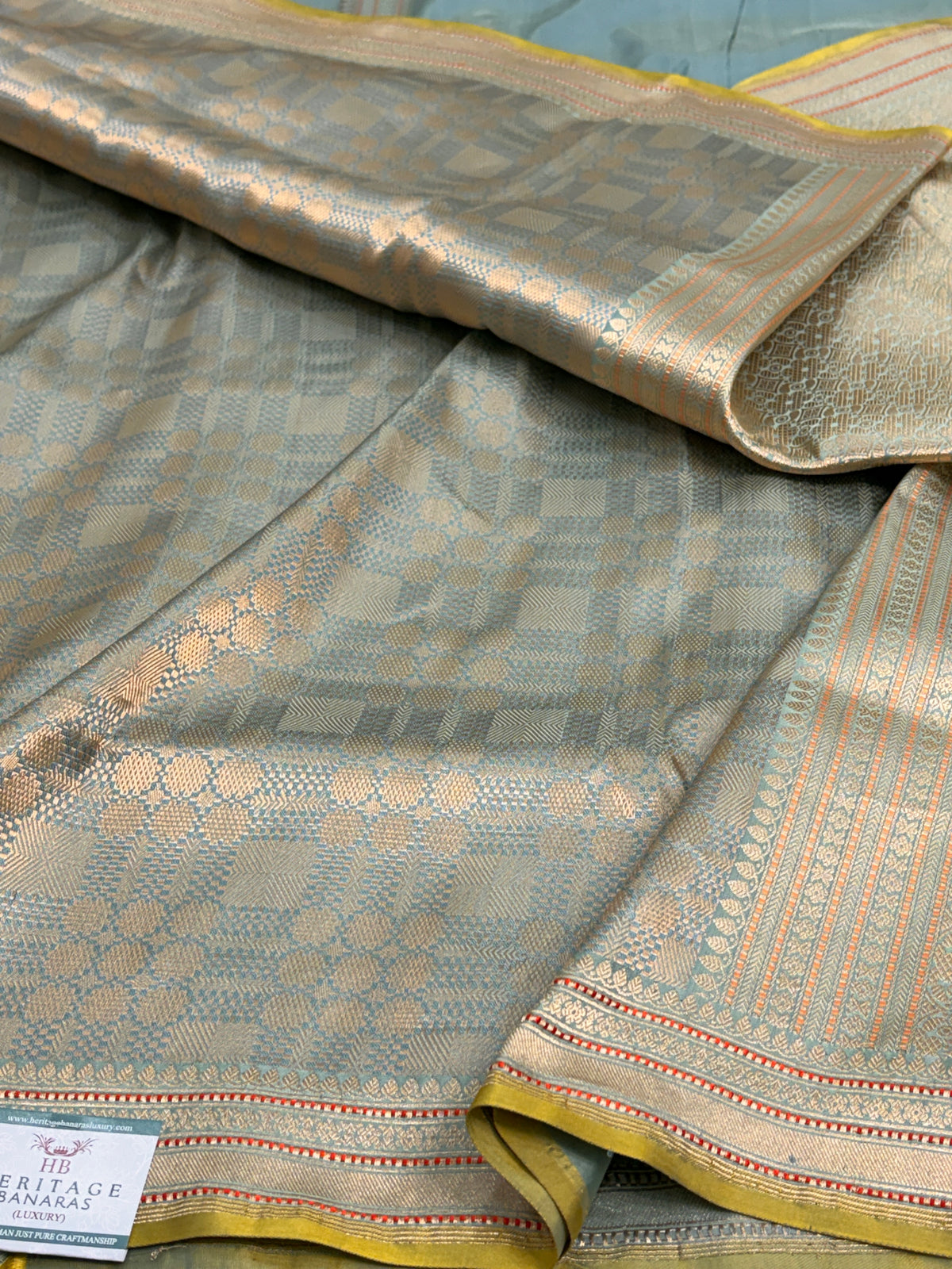 Sea Green Handwoven Pure Banarasi Brocade Saree