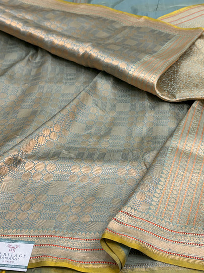 Sea Green Handwoven Pure Banarasi Brocade Saree