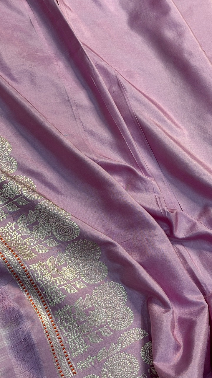 Lavender Pure Banarasi Katan Silk Handwoven Saree
