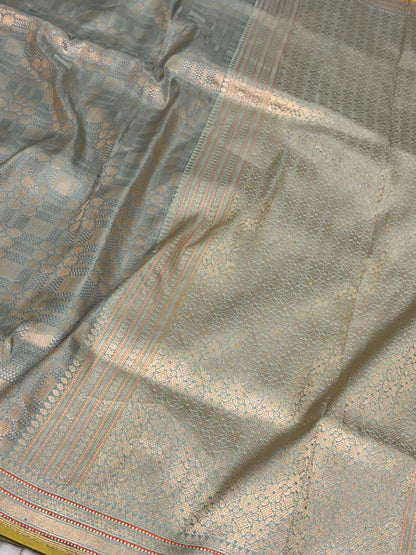 Sea Green Handwoven Pure Banarasi Brocade Saree