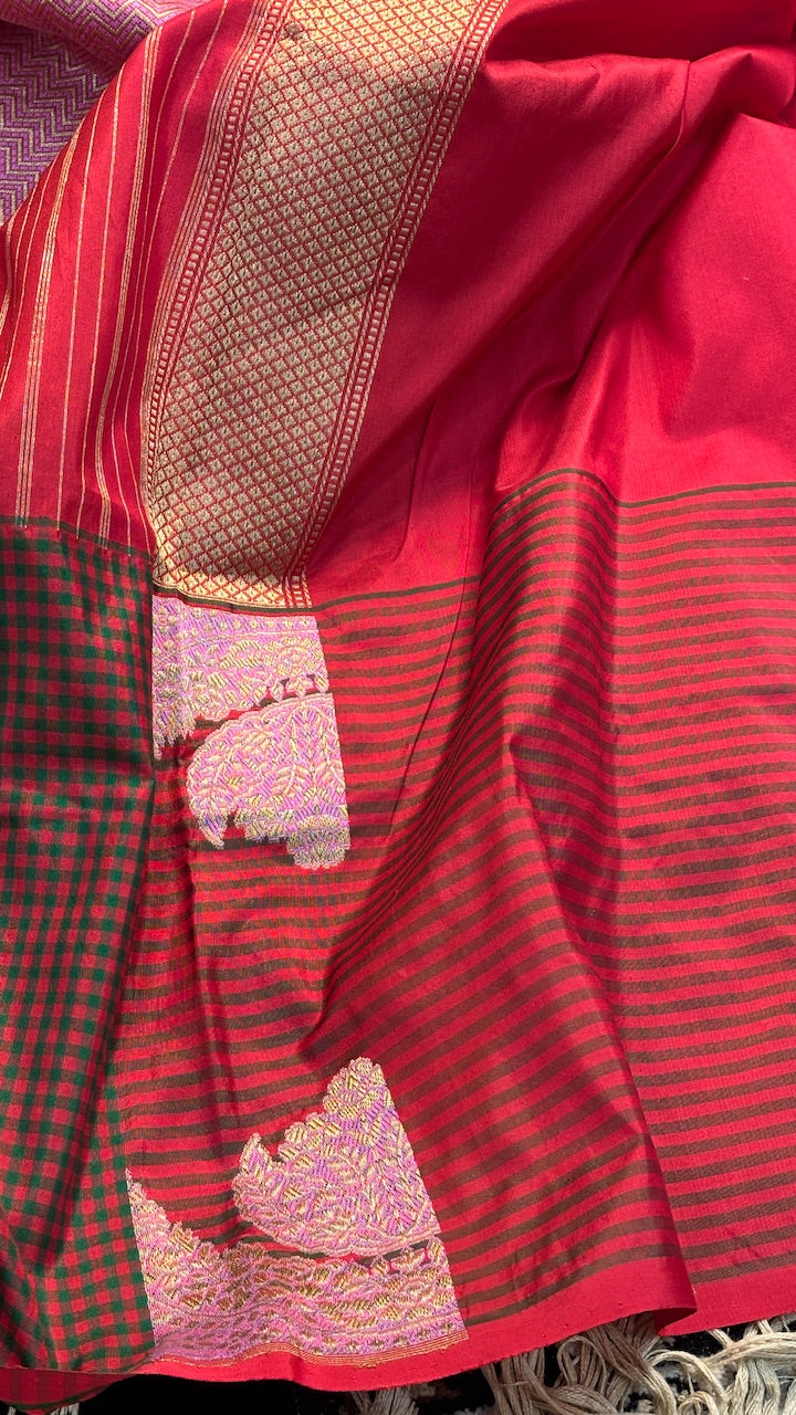 Blush Pink Tissue Banarasi Silk Handwoven Saree