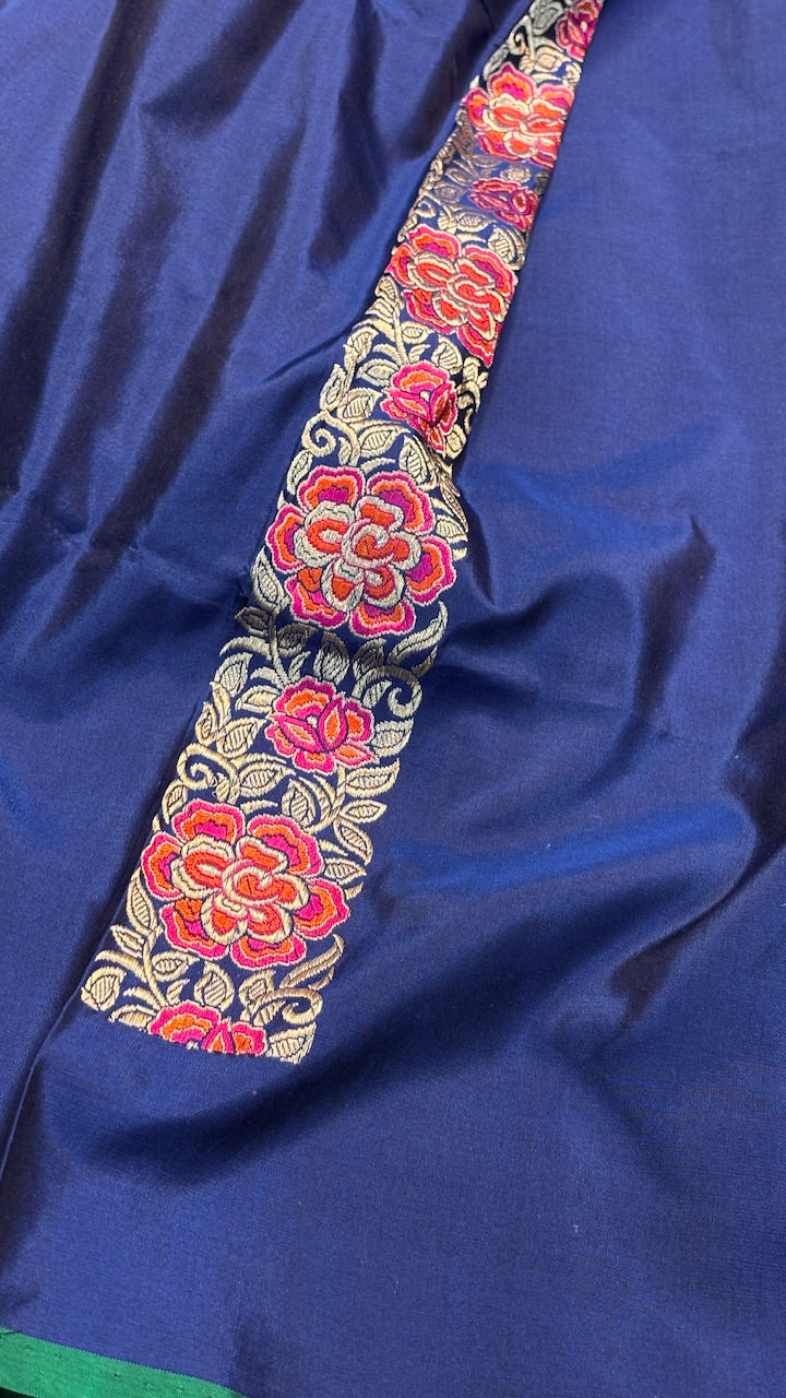 Royal Blue Pure Banarasi Katan Silk Handwoven Saree