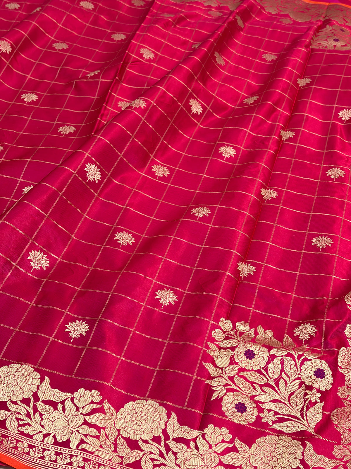 Rani Pink Handwoven Pure Banarasi Satin Silk Saree